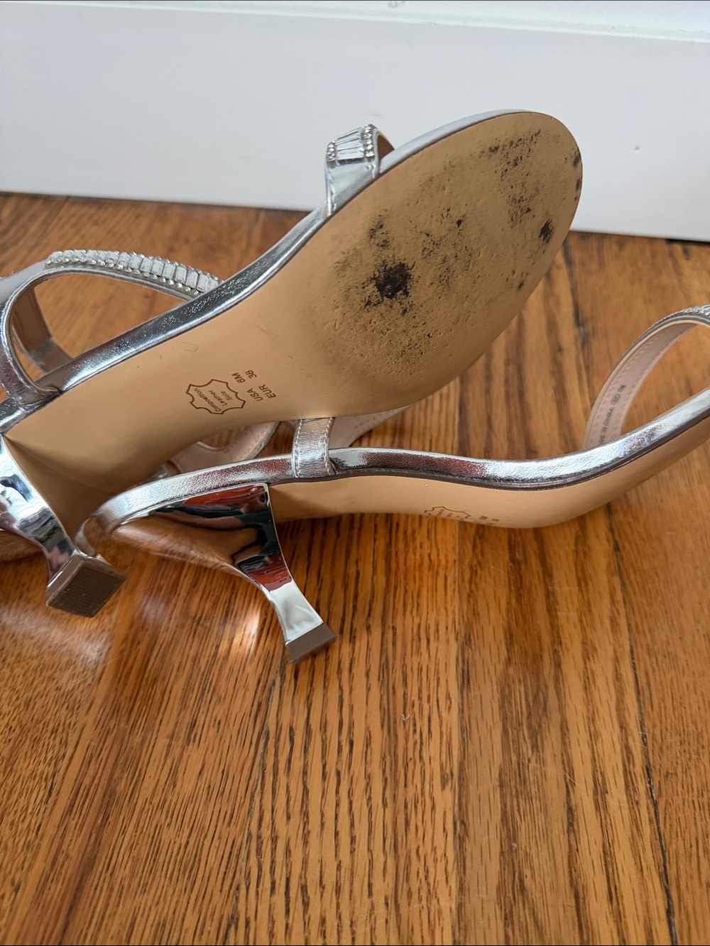Nina Silver Crystal-Embellished Slingback Heels - Picture 4 of 7
